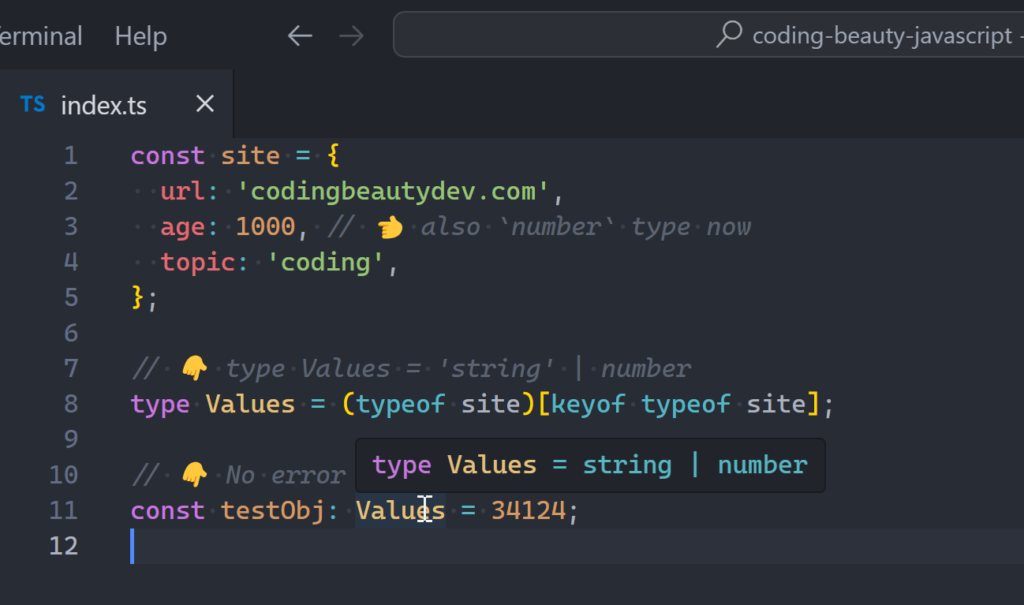 The Values type is a string | number type.