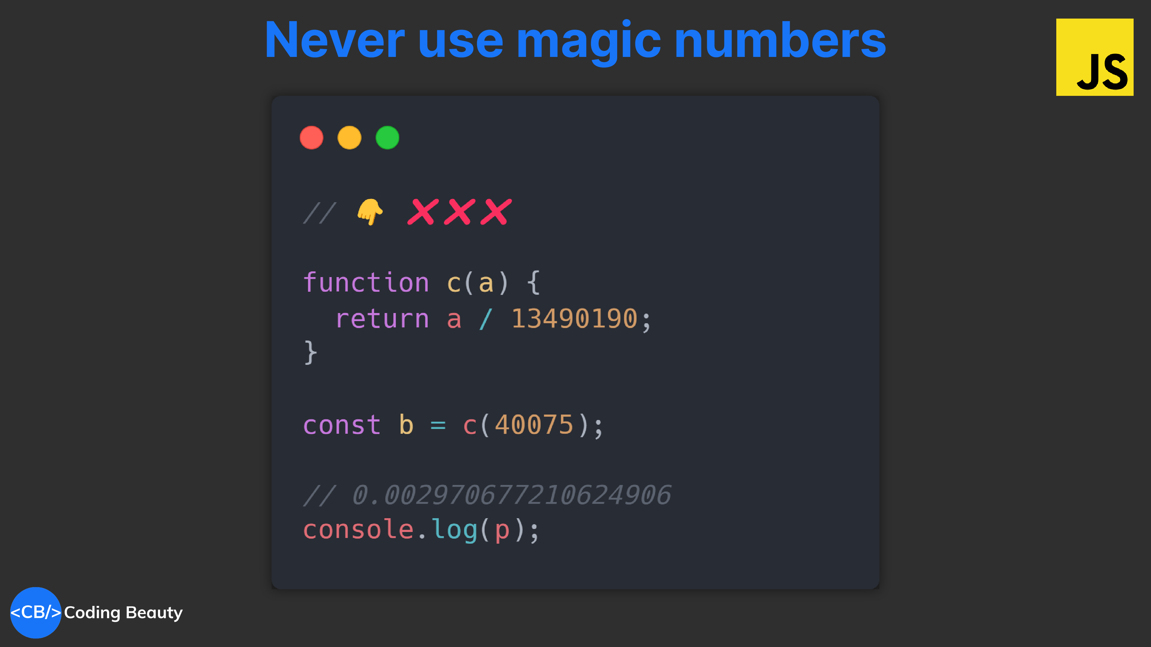 Never use magic numbers in your code: Do this instead