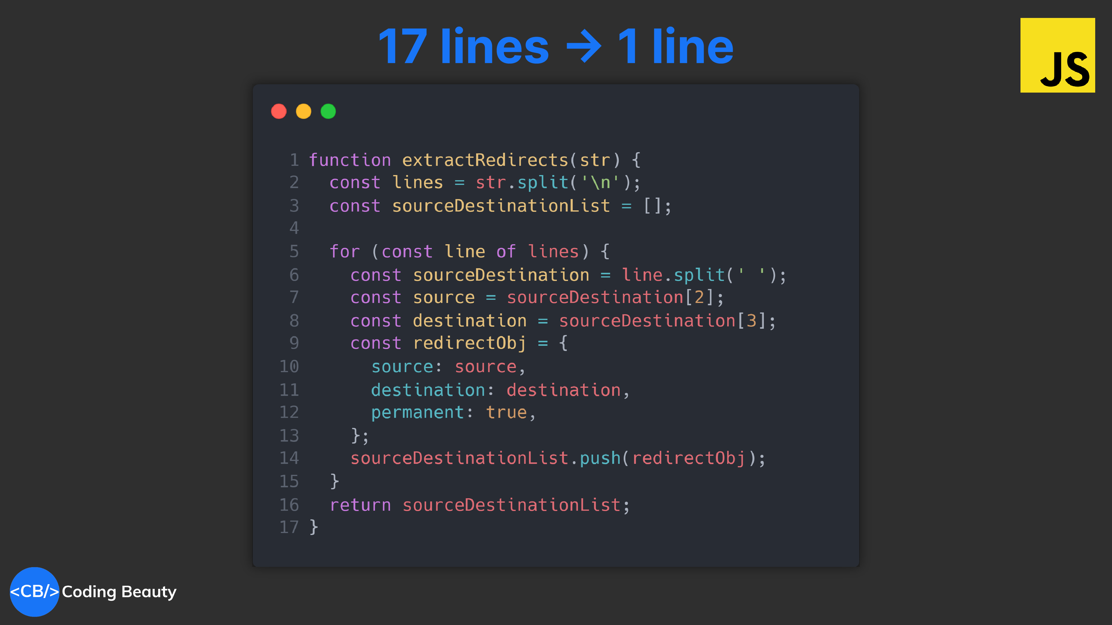 17 lines of JS code became 1 line after this simple trick