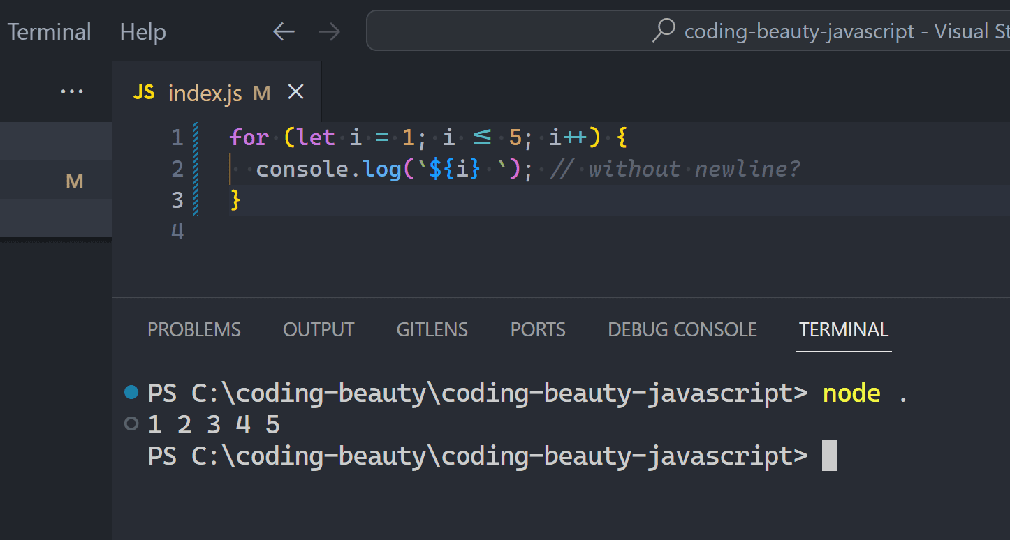 How to console.log WITHOUT newlines in JavaScript