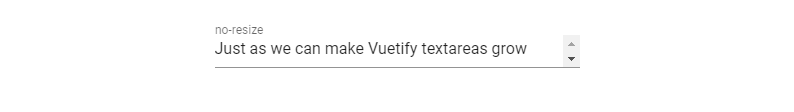 Use the no-resize prop on a text area in Vuetify.