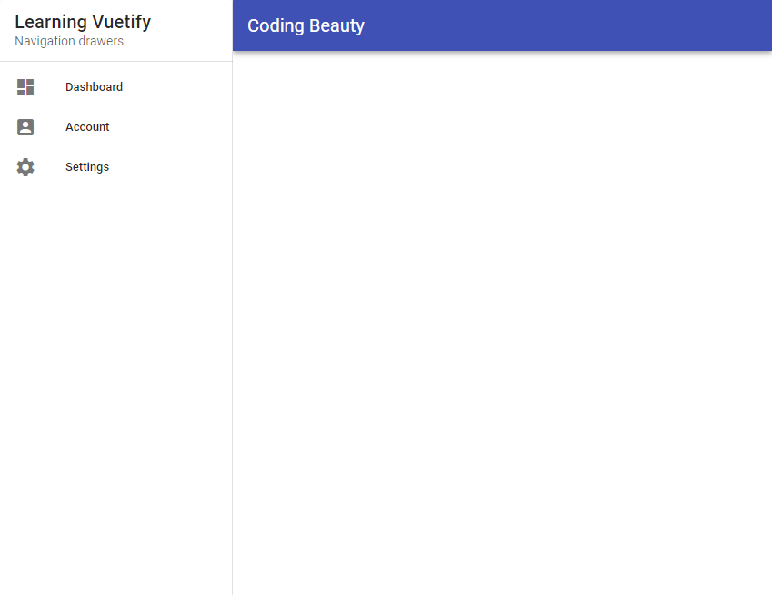 Using the permanent prop on the navigation drawer in Vuetify.