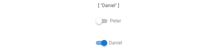 Toggling one of the switch components will update the array.