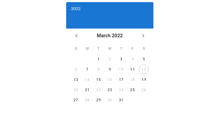 Only dates with an odd day are selectable on the date picker.