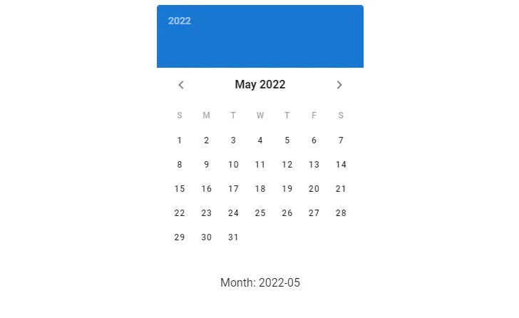 The pickerDate variable is updated when we change the month.