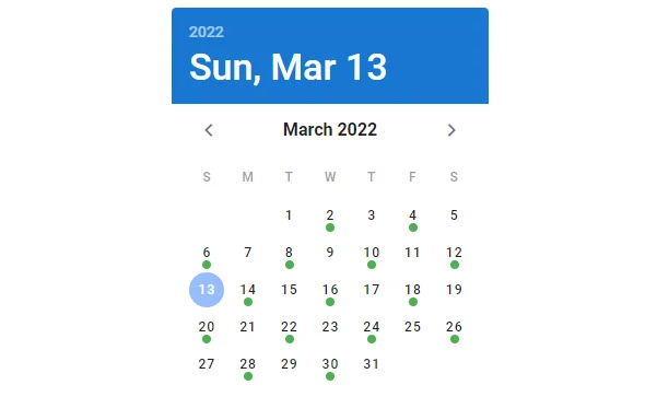 Setting event dates on the date picker.