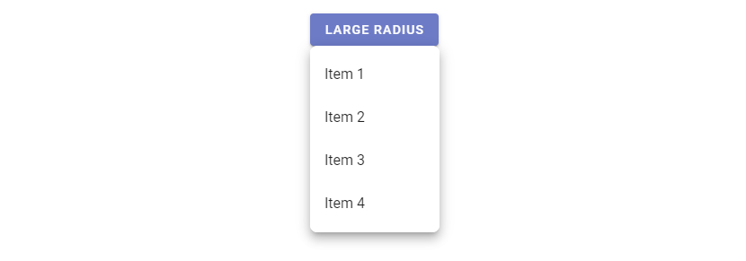 Setting a large menu border radius with Vuetify.