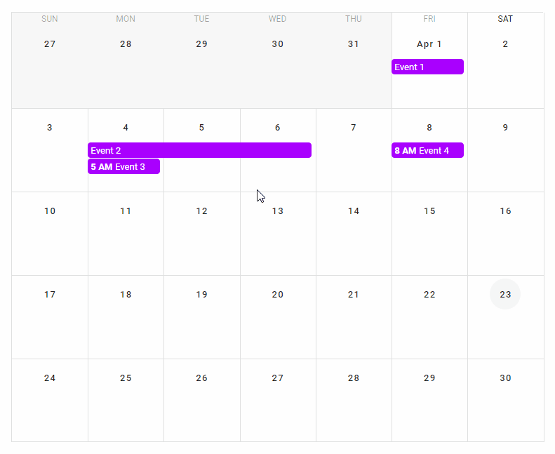 Using the @click:event event to add interactivity to the Vuetify calendar component.