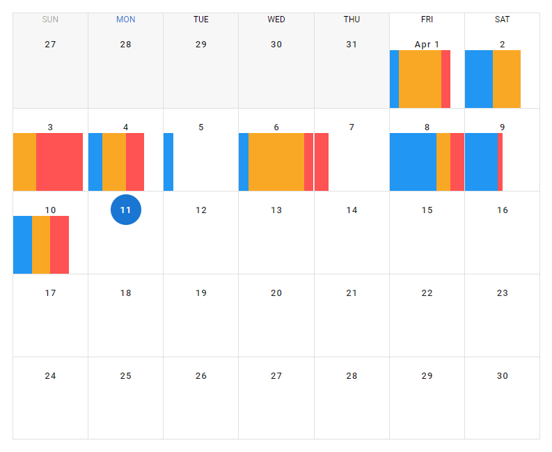 Using the day slot of the Vuetify calendar component.