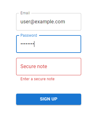 Form validation on the sign-up page.