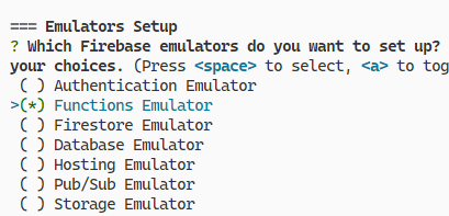 Setting up Firebase emulators.