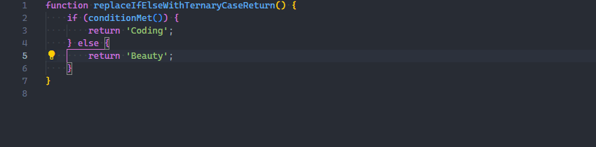 Replacing an "if...else" statement with a ternary operator using JavaScript Booster.