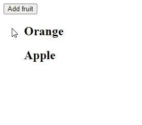 Clicking the button adds a new fruit item.
