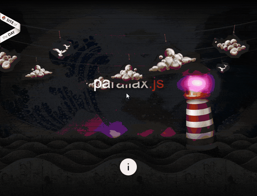 A Parallax.js animation that responds to the movement of the cursor.
