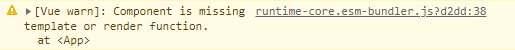 The "Component is missing template or render" function Vue error occurring.