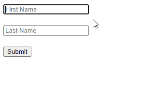The input values are used to display a message on form submit.