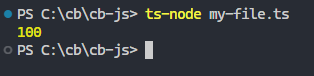 Running the TypeScript file with only ts-node.