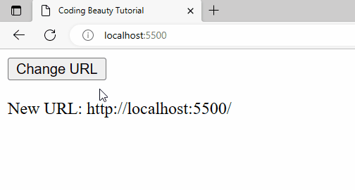 A URL change is detected when `pushState()` is called on button click.