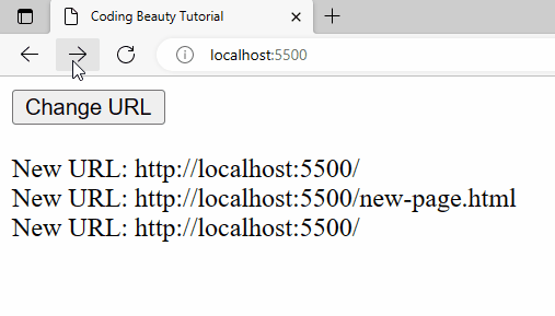 A URL change is detected on forward button click.