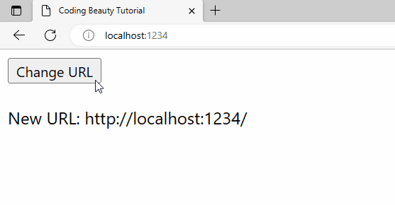 A URL change is detected from a pushState() call in the button's click event listener.