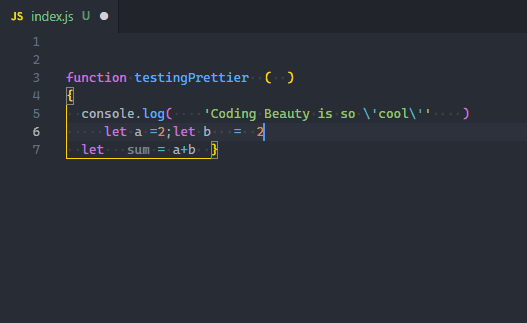 Format On Save in action in Visual Studio Code.