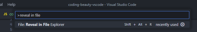 The Reveal in File Explorer command in VS Code.