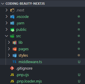 middleware.ts is at the same level as the pages directory.