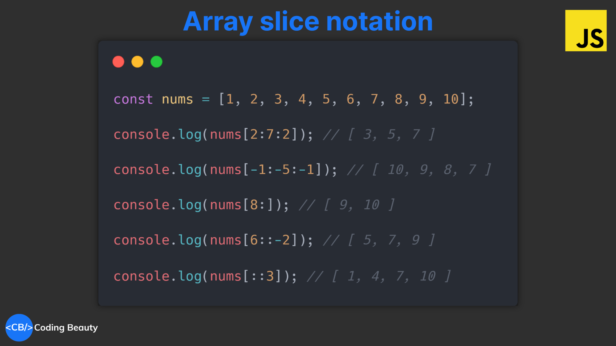 New array slice notation in JavaScript - array[start:stop:step ...