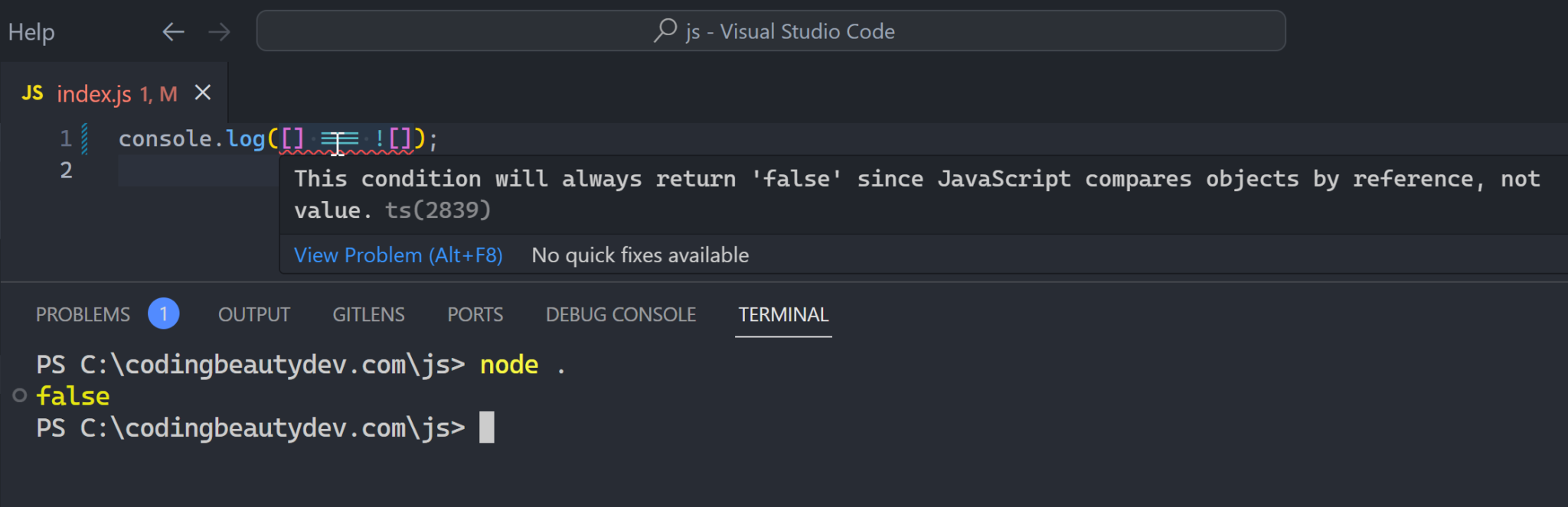 Why does [] == ![] return TRUE in JavaScript? - Coding Beauty